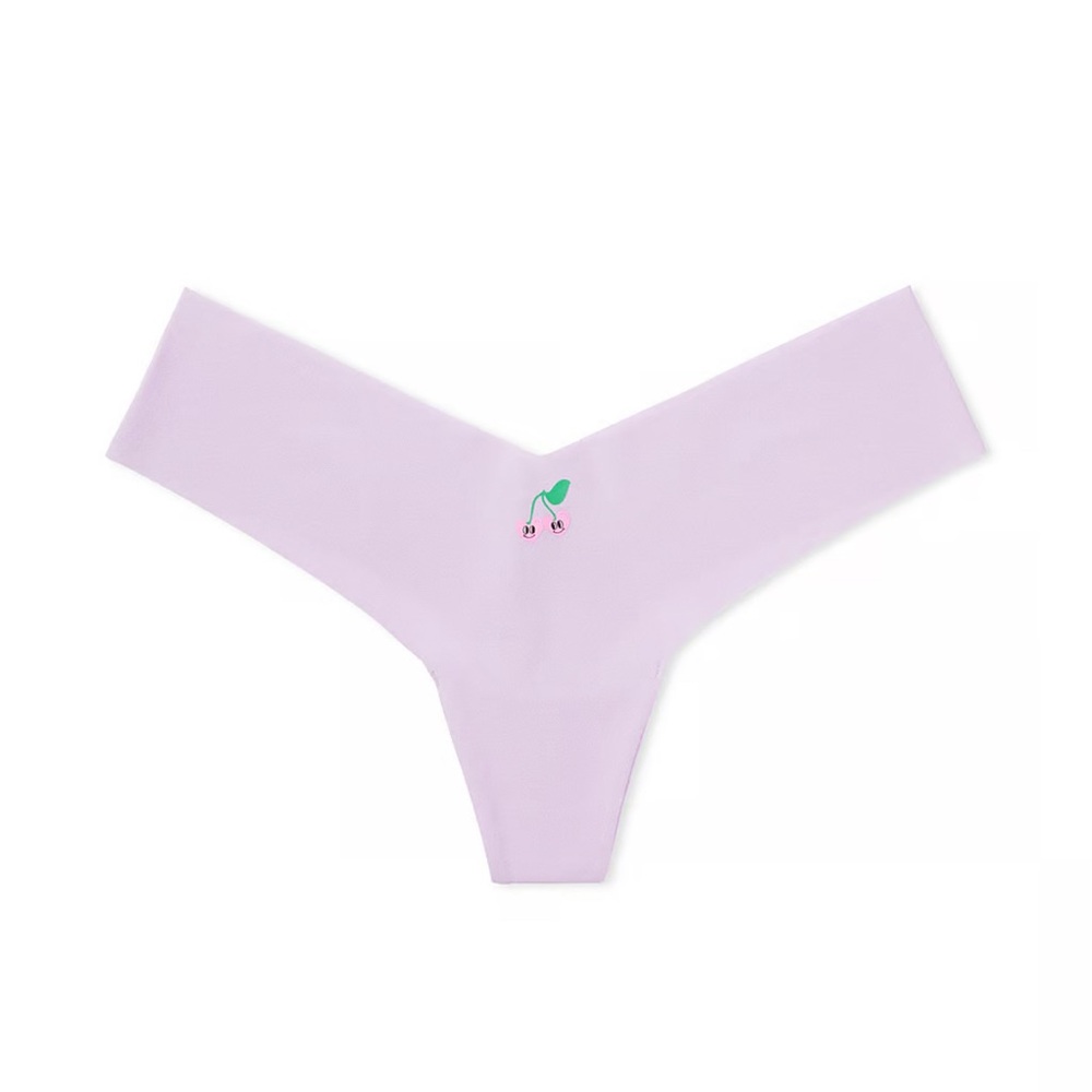 PINK Victoria’s Secret Lilac Cherry No-Show Thong Panty NWT